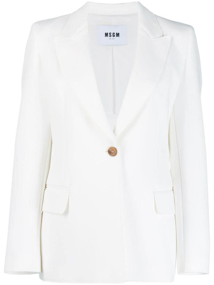 Msgm Peaked Lapel Blazer - White