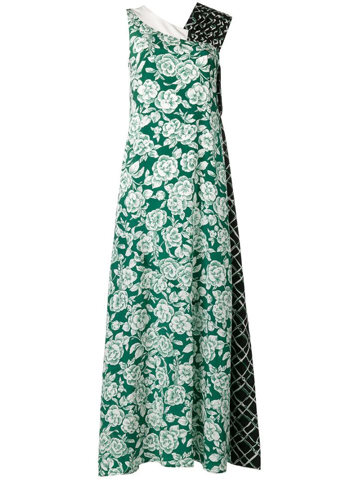 Msgm - Floral Print Dress - Women - Silk/polyester - 42, Green, Silk/polyester