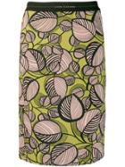 Luisa Cerano Foliage Print Fitted Skirt - Green