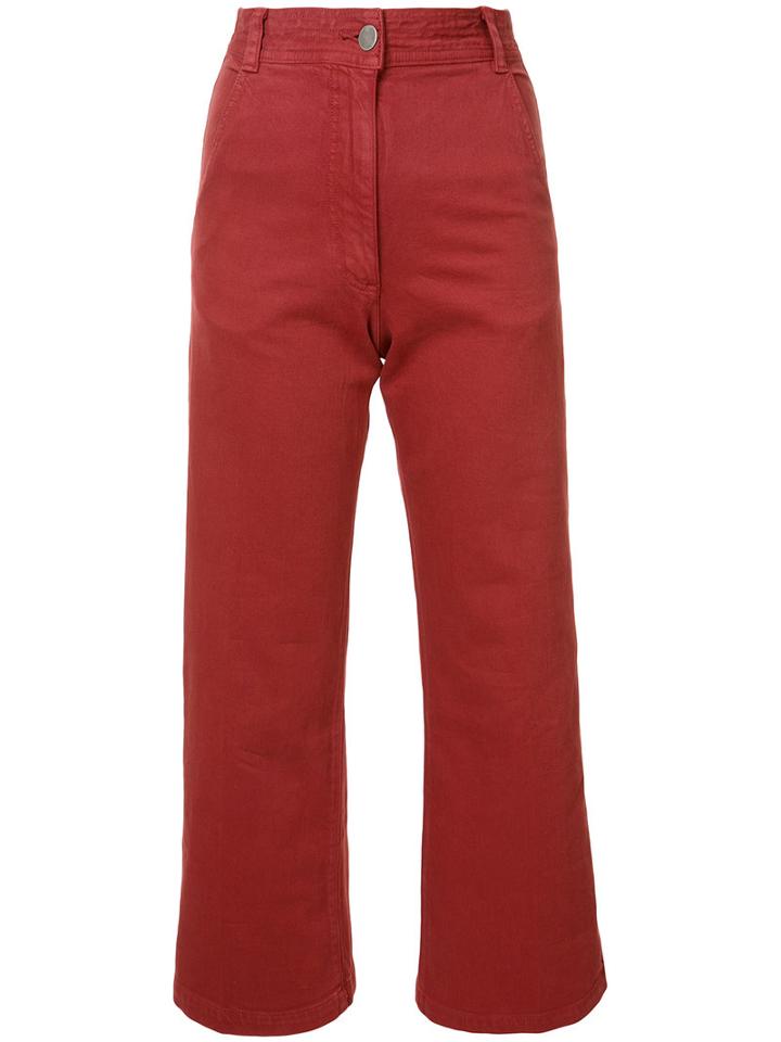 Rachel Comey Cropped Trousers, Women's, Size: 6, Red, Cotton/spandex/elastane