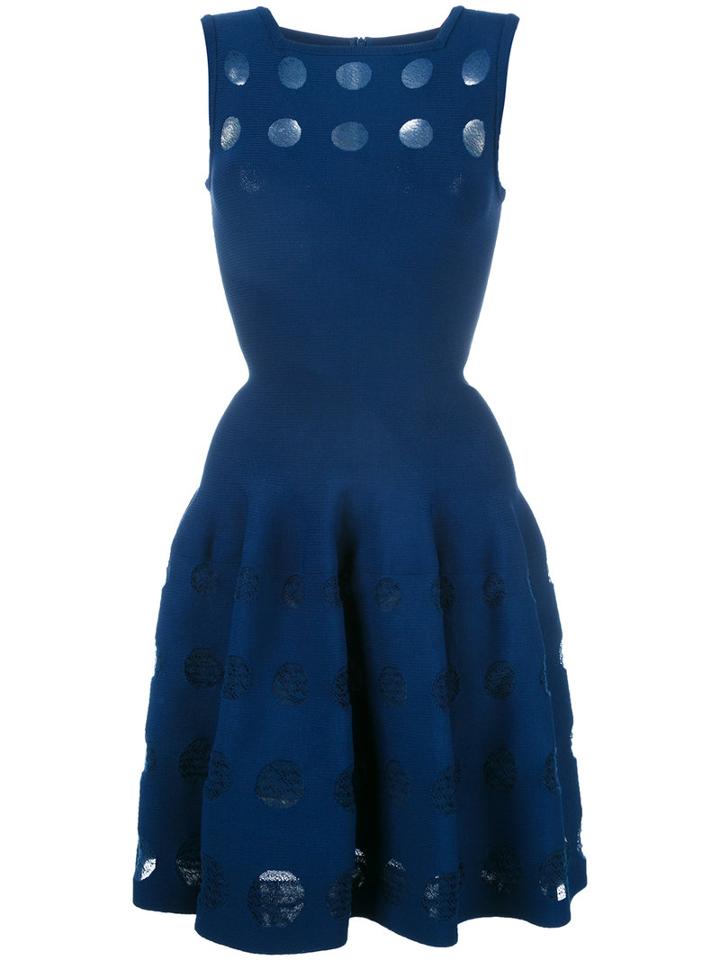 Azzedine Alaia Flared Dress, Women's, Size: 36, Blue, Polyester/viscose/cotton/viscose