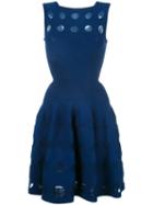 Azzedine Alaia Flared Dress, Women's, Size: 36, Blue, Polyester/viscose/cotton/viscose