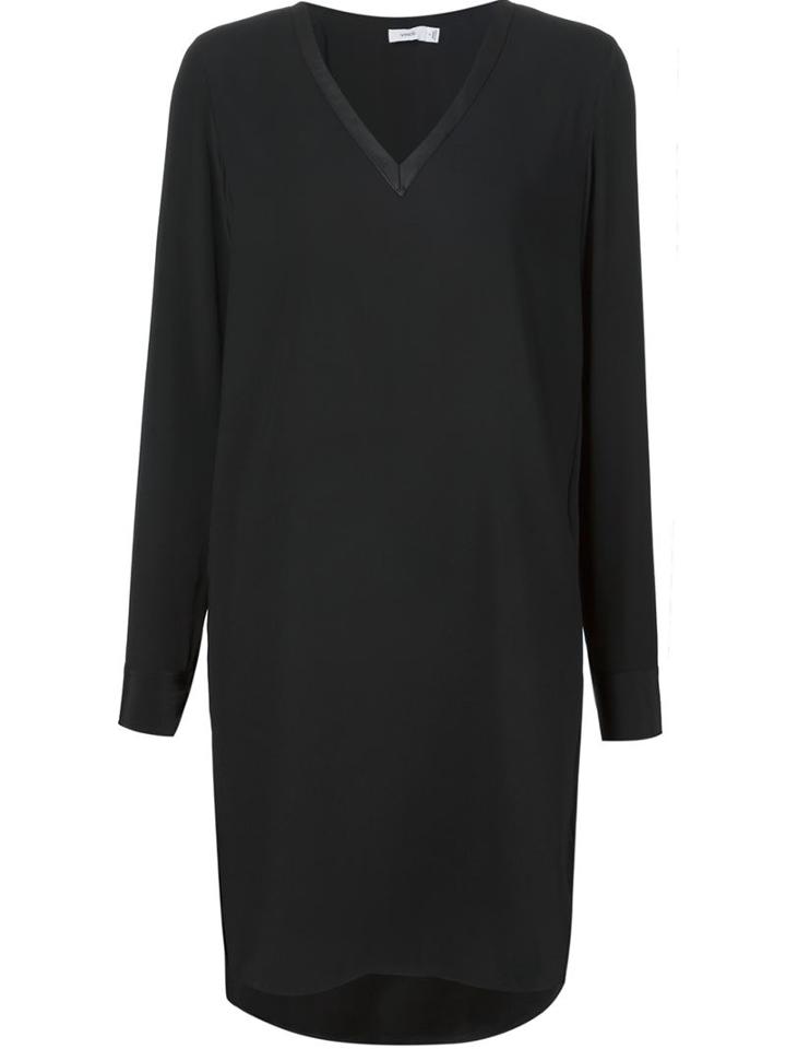 Vince V-neck Dress, Women's, Size: 8, Black, Polyester/polyurethane/silk