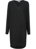 Vince V-neck Dress, Women's, Size: 8, Black, Polyester/polyurethane/silk