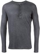 Majestic Filatures Buttoned Longsleeved T-shirt, Men's, Size: Medium, Blue, Cotton/cashmere
