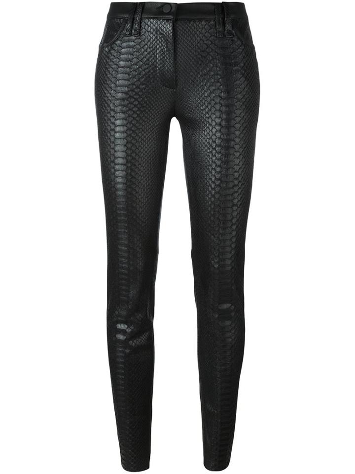 Plein Sud 'python' Snakeskin Effect Skinny Trousers