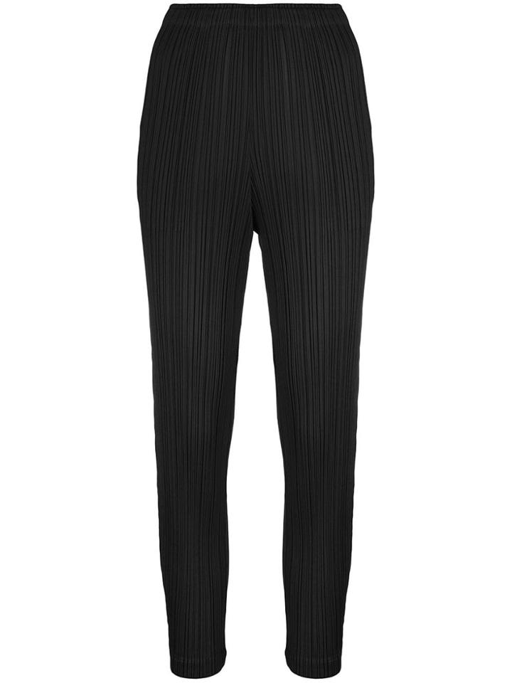 Pleats Please By Issey Miyake Pleated Tapered Trousers - Black