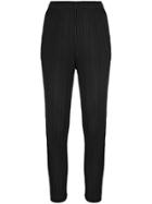 Pleats Please By Issey Miyake Pleated Tapered Trousers - Black
