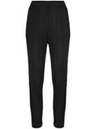 Pleats Please By Issey Miyake Pleated Tapered Trousers - Black