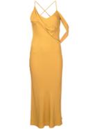 Michelle Mason Draped Cowl Midi Dress - Yellow & Orange