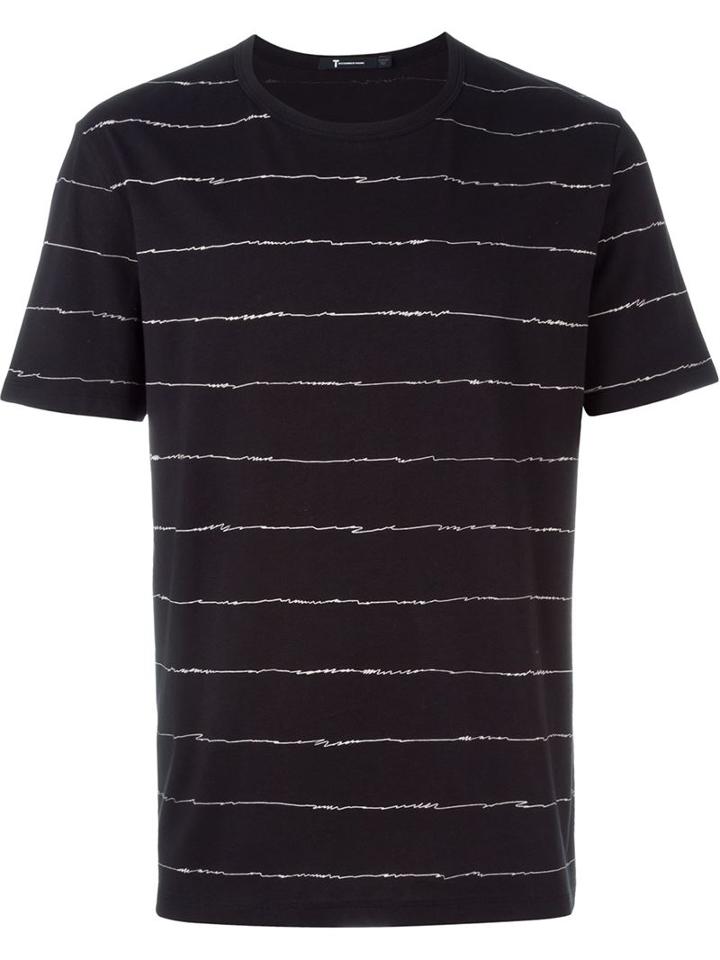 T By Alexander Wang Scribble Stripe Print T-shirt, Men's, Size: Xs, Black, Cotton