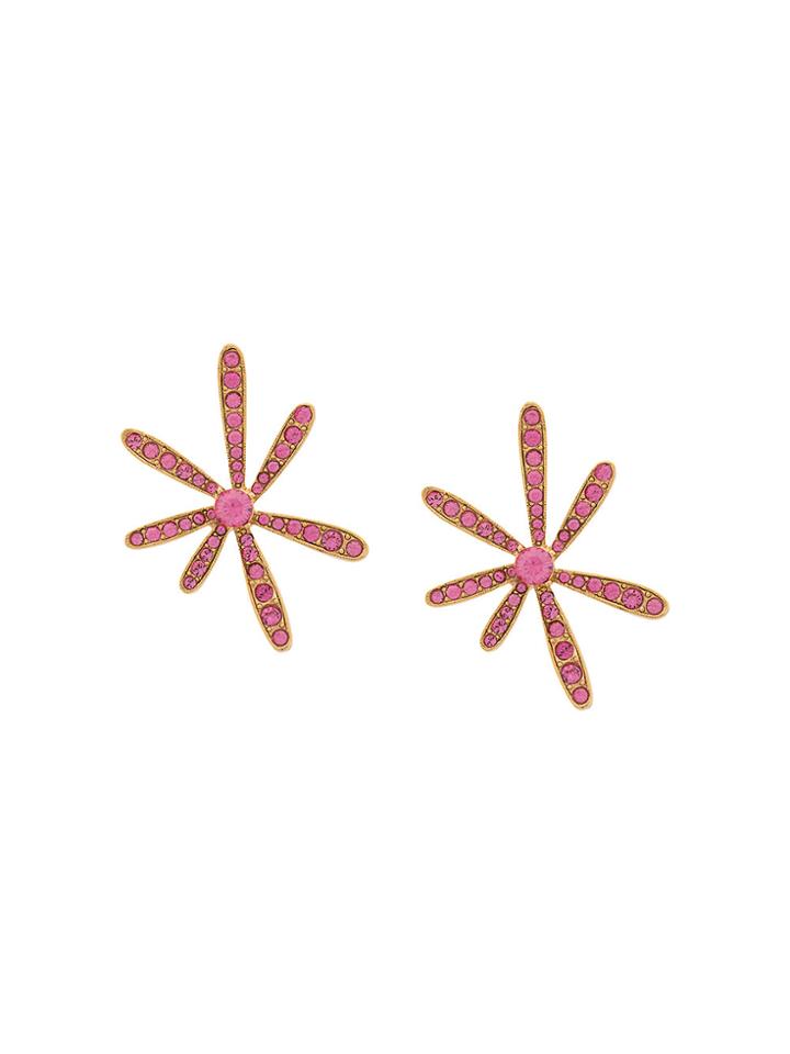 Oscar De La Renta Daisy Pave Earrings - Pink & Purple