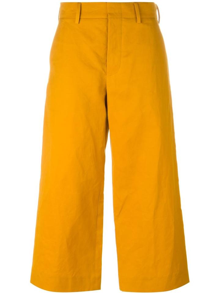 Sofie D Hoore Wide Leg Cropped Trousers, Women's, Size: 34, Yellow/orange, Cotton