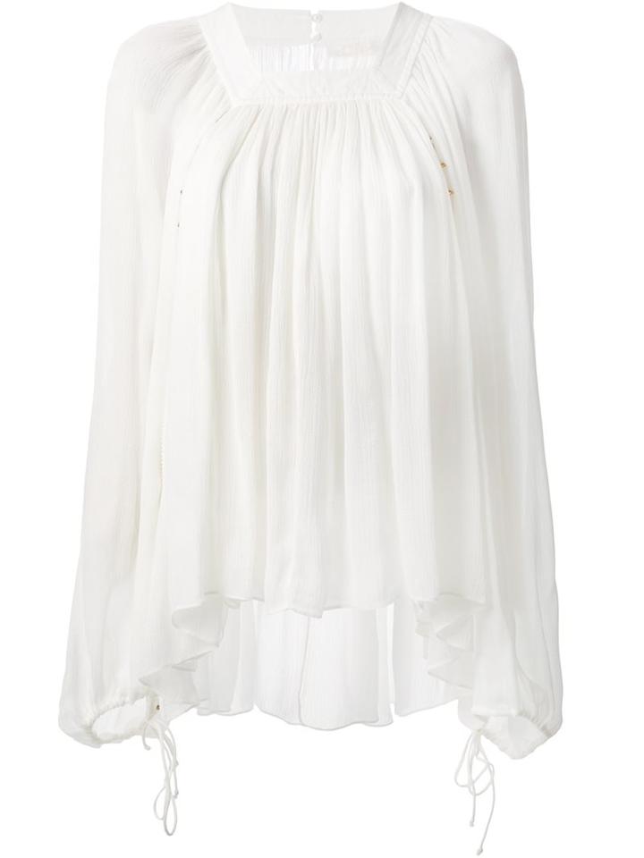Chloé Loose Top, Women's, Size: 40, White, Silk/cotton/brass/polyester