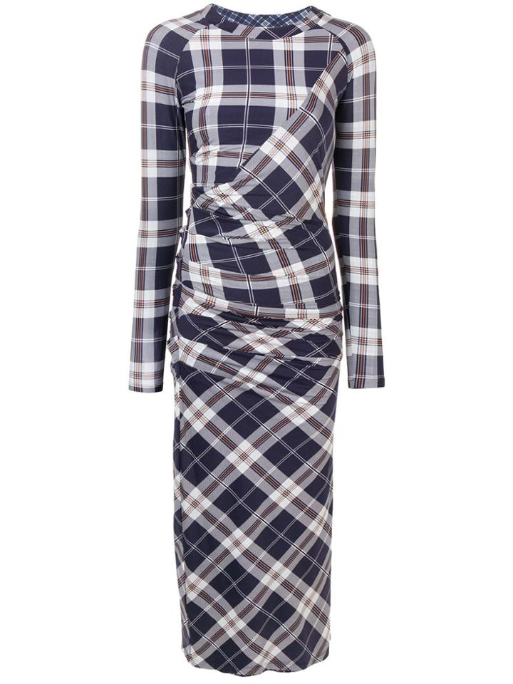 Sportmax Fitted Checked Panel Dress - Blue