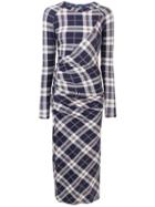 Sportmax Fitted Checked Panel Dress - Blue