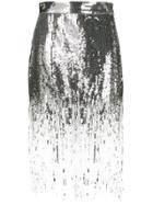 Msgm Sequin Fringed Skirt - Silver