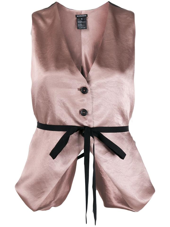 Ann Demeulemeester V-beck Belted Waistcoat - Pink