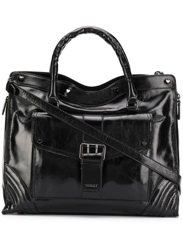 Twin-set Varnished Tote Bag - Black