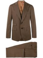 Gabriele Pasini Single Breasted Suit, Men's, Size: 52, Brown, Wool/viscose