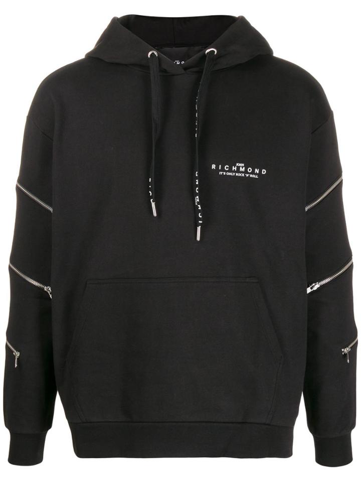John Richmond Zipped Details Hoodie - Black