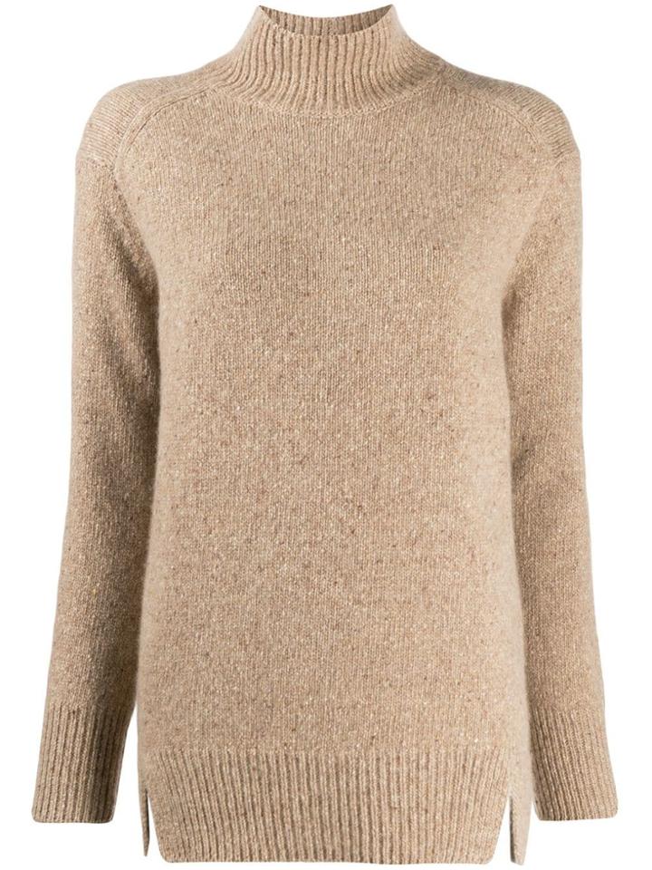 Vince Cut-out Turtleneck Cashmere Sweater - Neutrals