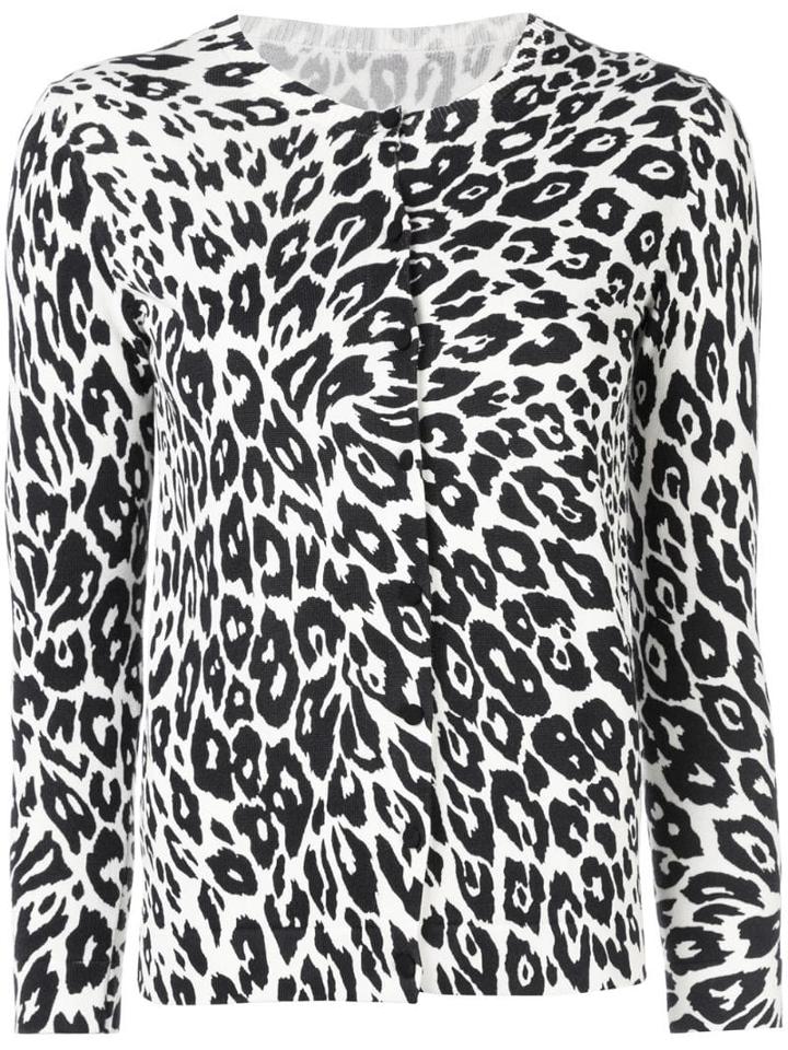 Oscar De La Renta Leopard Print Cardigan - Black
