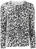 Oscar De La Renta Leopard Print Cardigan - Black