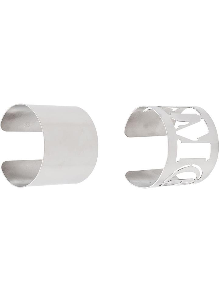 Mm6 Maison Margiela Logo Arm Cuff Bracelet - Silver