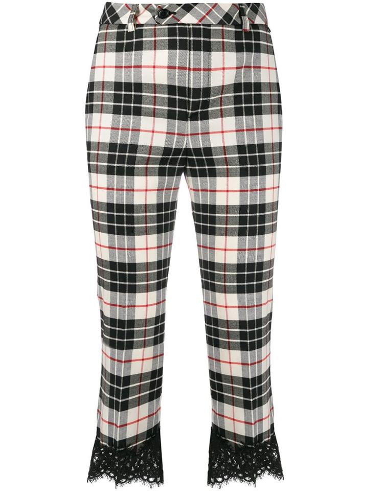 Twin-set Tartan Print Cropped Trousers - Black
