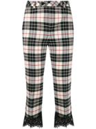 Twin-set Tartan Print Cropped Trousers - Black