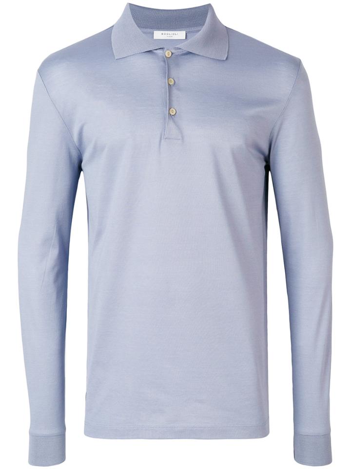 Boglioli Long Sleeve Polo Shirt - Blue
