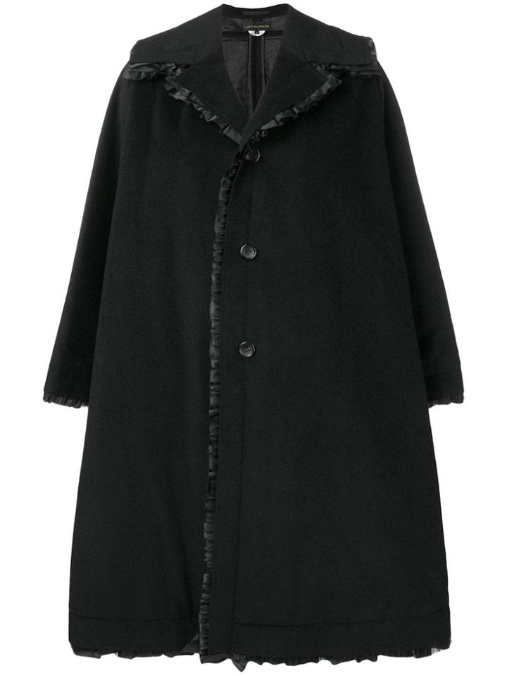 Comme Des Garçons Oversized Frill Trim Coat - Black