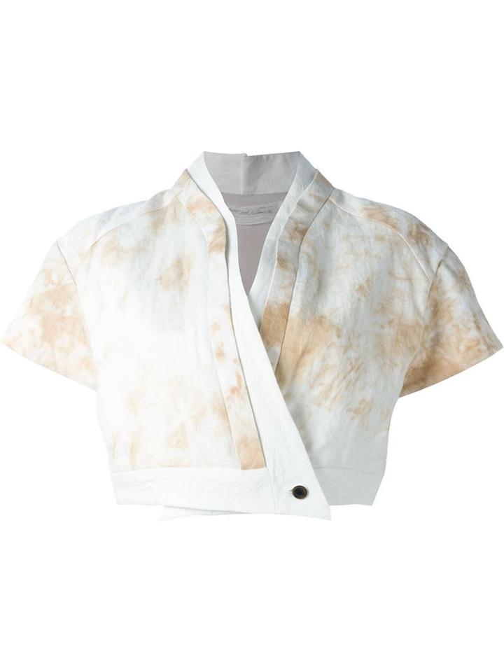 Individual Sentiments Marble Print Draped Cropped Jacket