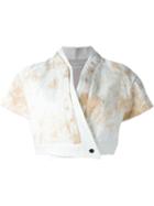 Individual Sentiments Marble Print Draped Cropped Jacket