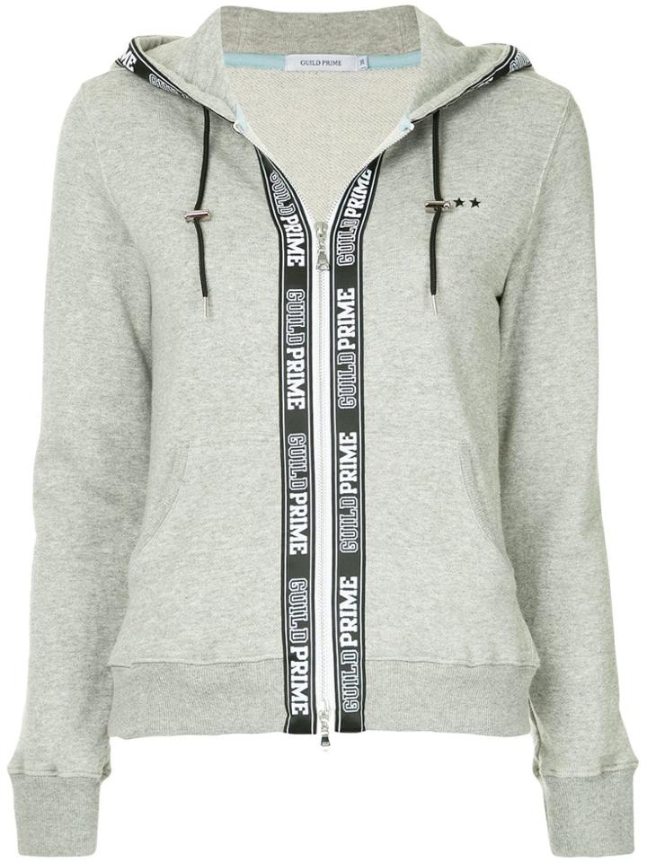 Guild Prime Logo Print Zipped Hoodie - Grey