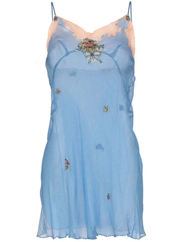 One Vintage Spaghetti Strap Mini Dress - Blue