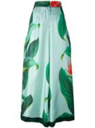 F.r.s For Restless Sleepers Leaf Print Palazzo Pants, Women's, Green, Silk