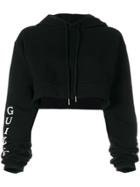 Danielle Guizio Logo Sleeve Cropped Hoodie - Black