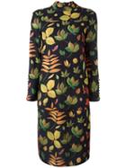 Arthur Arbesser Leaf Printed Dress, Women's, Size: 42, Black, Polyester/spandex/elastane