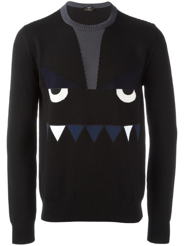 Fendi Bag Bugs Jumper, Men's, Size: 50, Black, Virgin Wool