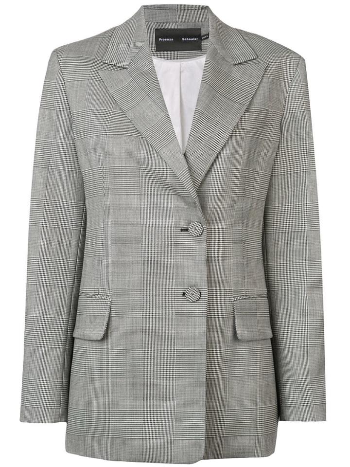 Proenza Schouler Single Breasted Plaid Blazer - Black