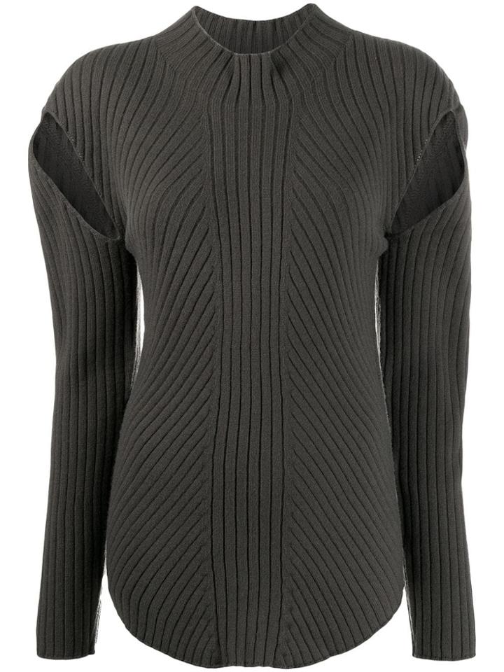 Low Classic Cutout Ribbed Jumper - Green