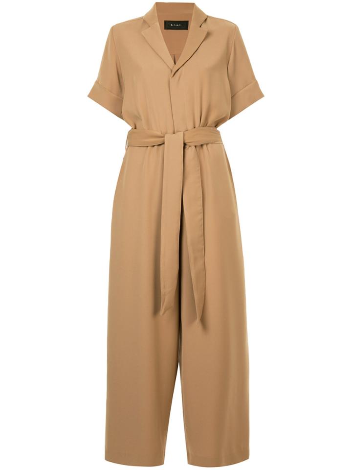 G.v.g.v. Notch Collar Belted Jumpsuit - Brown