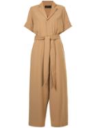 G.v.g.v. Notch Collar Belted Jumpsuit - Brown