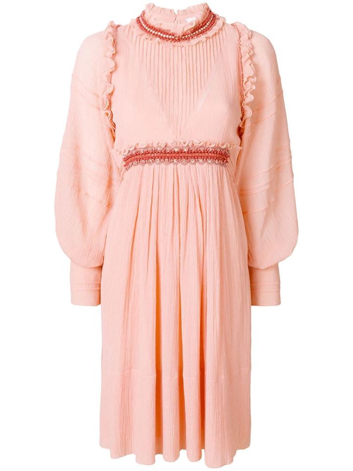 Chloé Pleated Skater Dress - Pink