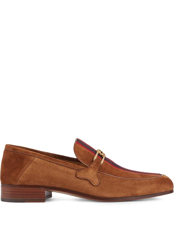 Gucci Web Interlocking G Loafers - Brown