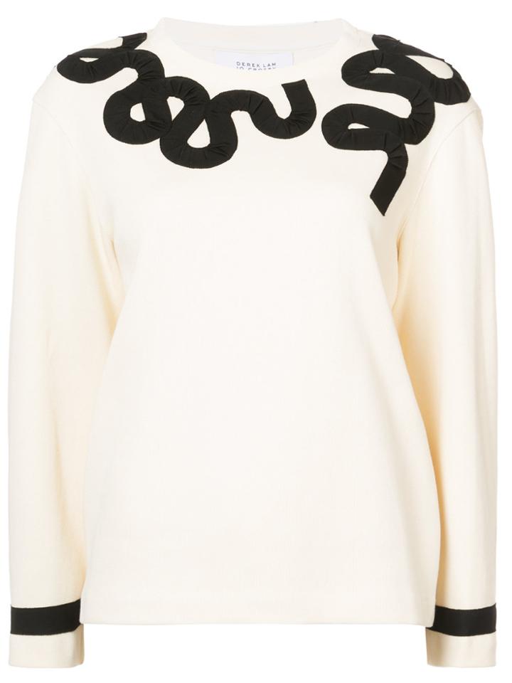 Derek Lam 10 Crosby Long Sleeve Sweatshirt With Embroidery - White