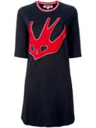 Mcq Alexander Mcqueen Swallow Patch T-shirt Dress, Women's, Size: Large, Black, Cotton
