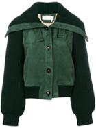 Chloé Knitted Detail Leather Jacket - Green